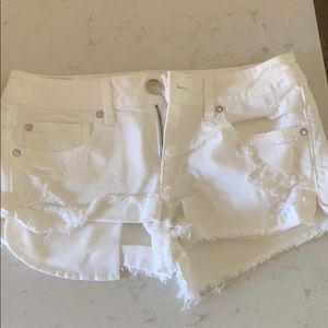 American Eagle White Ripped Shorts